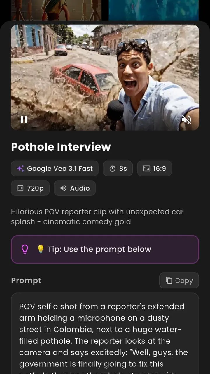 VIBE AI Video Generator app showing Hailuo-style image to video creation on iPhone